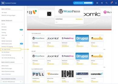 1und1-webhosting-test-2018-control-center-app-center