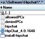 Das Bild zeigt das HipChat Deployment Verzeichnis mit seinen üblichen Dateien